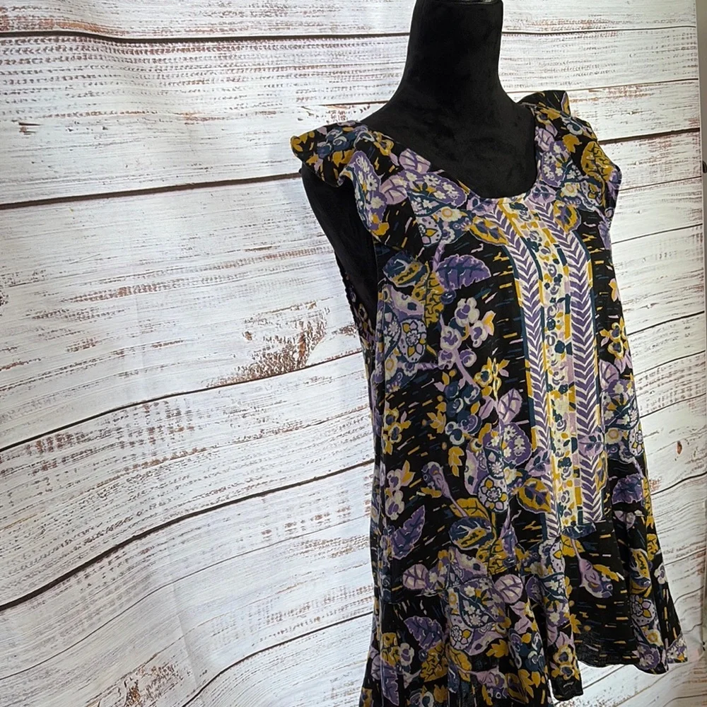 Free People Black and Purple‎ Floral Dress/ shirt